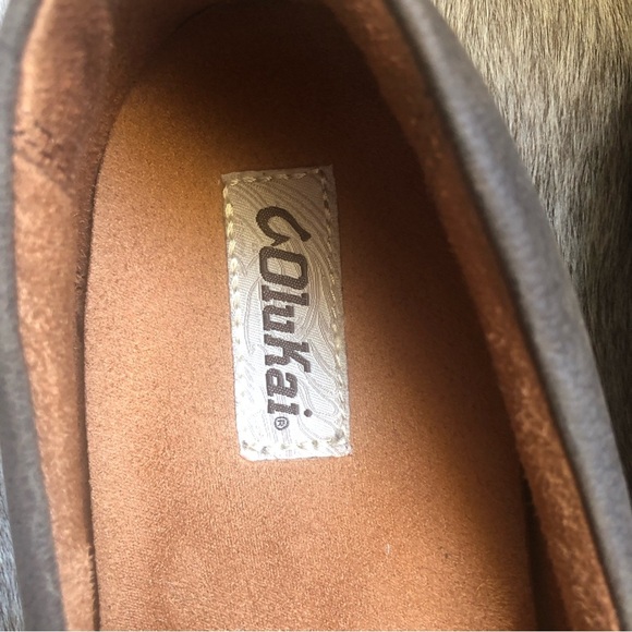 OluKai like new Mens Akepa Moc dark brown pebbled leather rubber sole 12 - Picture 2 of 11